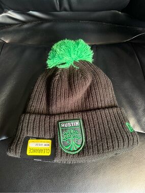 Austin FC Hat Beanie Knit Pom Unisex Black Green MLS Soccer Winter Cuffed  NWT
